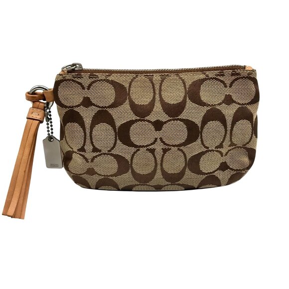 Coach Brown Signature Canvas Mini Demi Pouch - Picture 1 of 10